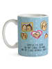 Mr. & Mrs. Panda Kaffeebecher Igel Familie mit Spruch in Blau Pastell