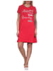 NORMANN Damen Nachthemd kurzarm mit Rundhals und Front-Print - 87861 in rot