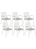 Beliani 6er-Set Esszimmerstuhl TAVIANO in Weiß/Grau/Braun