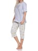 NORMANN Schlafanzug Capri kurzarm paisleyprint Übergrößen in grau-mel.