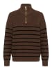 Kaffe Strickpullover KAlioa Loose fit in Brown/Black Stripe