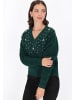 Usha Women Sweater in dark green melange