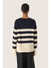 Soaked in Luxury Strickpullover SLSelta Gerade Passform in Night Sky w Sandshell stripe
