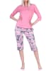 NORMANN Wunderba kurzarm Pyjama Caprihose floralem print - 72548 in pink
