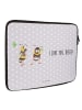 Mr. & Mrs. Panda Notebook Tasche Bienen Paar mit Spruch in Grau Pastell