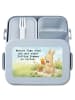 Mr. & Mrs. Panda Bentobox Hase Pommes Design mit Spruch in Blau Pastell