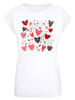 F4NT4STIC Extended Shoulder T-Shirt Cute Herzen Variety Valentinstag in weiß