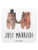 Mr. & Mrs. Panda Untersetzer Bär Heirat mit Spruch in Weiß