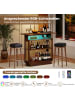 COSTWAY LED Hausbar Weinschrank mit RGB Beleuchtung in Braun