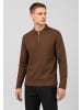 Sublevel Elegantes Poloshirt Reißverschluss Polokragen in Dunkelbraun