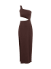 LSCN BY LASCANA One-Shoulder-Kleid in dunkelbraun