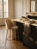 KADIMA DESIGN 2er Set Barhocker Samt Hocker mit Lehne & goldenen Beinen, in Beige