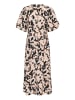 Kaffe Kleid KApaco Tight fit in Beige/Black/Peach Blurry Leaf