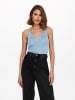 ONLY Kurz Geripptes Crop Top V-Ausschnitt ONLLINA in Blau