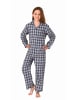 NORMANN langarm Flanell Schlafanzug Pyjama Karo zum durchknöpfen - 77630 in grau