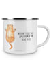 Mr. & Mrs. Panda Camping Emaille Tasse Katze Umarmen mit Spruch in Weiß