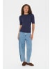 SAINT TROPEZ Kurzarm-Bluse LucianaSZ Gerade Passform in Night Sky