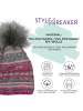 styleBREAKER Bommelmütze in Hellgrau-Grau-Weiß