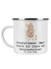 Mr. & Mrs. Panda Camping Emaille Tasse Erzieherin Chaos mit Spruch in Weiß