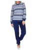 NORMANN Schlafanzug langarm Bündchen Pyjama Blockstreifen - 86943 in blau