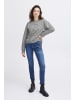 PULZ Jeans Rundhalspullover PZMALLIE LS Sweatshirt 50207889 cooles Sweatshirt mit Strasssteinen in Grau