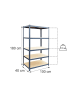 relaxdays Schwerlastregal "5 Ebenen" in Anthrazit - (B)100 x (H)180 x (T)40 cm