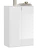 Inn.Furn Kommode weiß Hochglanz 61 x 99 cm 2-türig, Schuhschrank mit 6 Fächern