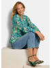 GOLDNER Hemdbluse Blusenshirt mit floralem Print in salbei / blau / gemustert