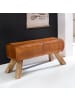 KADIMA DESIGN Sitzhocker | Holz, 90x30x43cm, Echtleder, Springbock