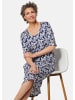 GOLDNER Kurzgröße:  Elastisches Jerseykleid mit Druck in marine / geblümt