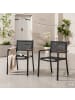 home24 Gartenstuhl Daly mit Gitterstoff 2er-Set in Braun / Schwarz