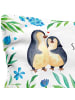 Mr. & Mrs. Panda 80x40 Pärchen Kissen Pinguin umarmen mit Spruch in Weiß