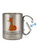 Mr. & Mrs. Panda Karabiner Becher Einhorn Fuchs mit Spruch in Silber