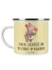 Mr. & Mrs. Panda Emaille Tasse Tante Zuckersüß mit Spruch in Gelb Pastell