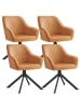 SONGMICS 4er-Set: Esszimmerstuhl Tyra in Braun-Schwarz - (B)60 x (H)81.5 x (T)58 cm