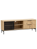 home24 TV-Lowboard Kivett in Eiche Dekor / Glas Schwarz