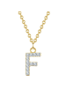 Glanzstücke München Halskette Buchstabe F aus Sterling Silber mit Zirkonia in gelbgold