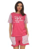 NORMANN Shorty Pyjama kurzarm CollegeLook print und abgesetzten Ärmeln - 53772 in pink