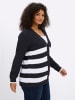 sheego Cardigan in tiefblau-ecru-geringelt
