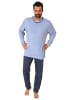 NORMANN langarm Schlafanzug Loungewear in blau-melange
