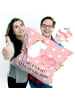 Mr. & Mrs. Panda Kissen Einhorn Schwein mit Spruch in Rot Pastell