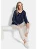 GOLDNER Kurzgröße:  Jerseybluse mit Falten-Details in marine