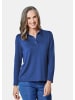 GOLDNER Langarm Poloshirt mit Schmuckband an Knopfleiste in royalblau