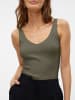 Vero Moda Einfarbig Geripptes Struktur Top mit V-Ausschnitt VMGLORY in Olive