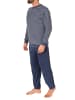 NORMANN Frottee Pyjama langarm Schlafanzug Bündchen Streifen - 75399 in marine