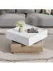ABRIHOME Couchtisch in Weiß 360 Grad drehbar mit 2 Etagen 60x60x38 cm