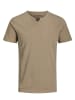 Jack & Jones Basic T-Shirt V-Neck Kurzarm mit Knöpfen JJESPLIT in Braun