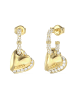 Guess Damen-Ohrringe Herz Pavé Creolen Goldfarben