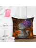 Mr. & Mrs. Panda Kissen 40x40 Kater Kaffee Design ohne Spruch in Weiß