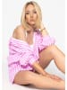 SASSYCLASSY Oversize Musselin Bluse mit hellen Streifen in Rosa